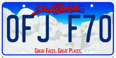 SD license plate 0FJF70