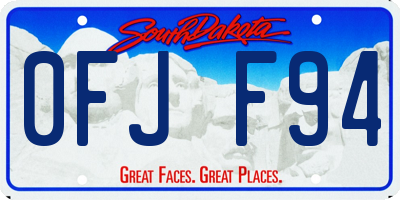 SD license plate 0FJF94