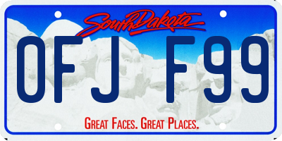 SD license plate 0FJF99