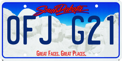 SD license plate 0FJG21