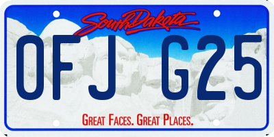 SD license plate 0FJG25