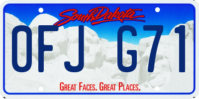 SD license plate 0FJG71