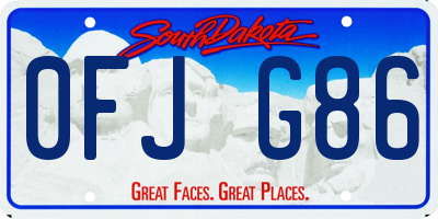 SD license plate 0FJG86