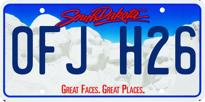 SD license plate 0FJH26