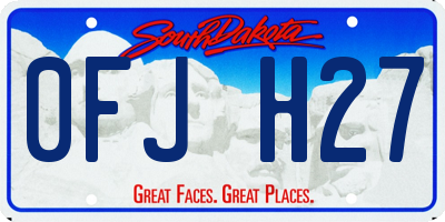 SD license plate 0FJH27