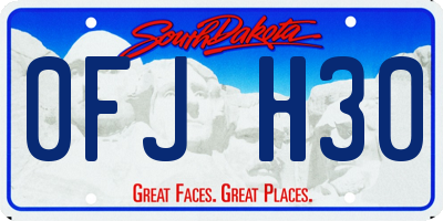 SD license plate 0FJH30