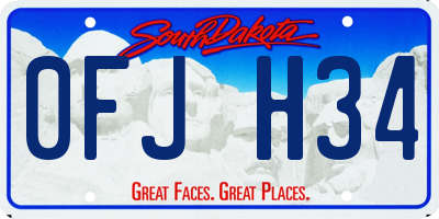 SD license plate 0FJH34