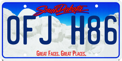 SD license plate 0FJH86