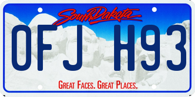 SD license plate 0FJH93