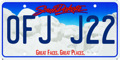 SD license plate 0FJJ22