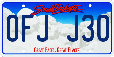 SD license plate 0FJJ30
