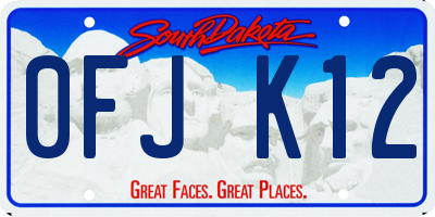 SD license plate 0FJK12