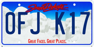 SD license plate 0FJK17