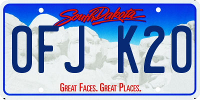 SD license plate 0FJK20