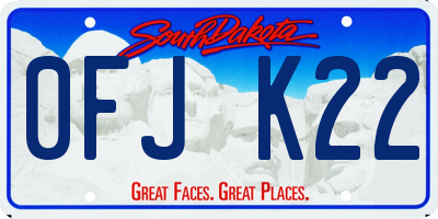 SD license plate 0FJK22