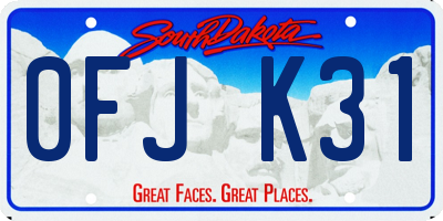 SD license plate 0FJK31