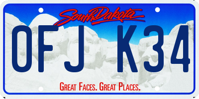 SD license plate 0FJK34