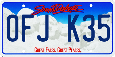 SD license plate 0FJK35