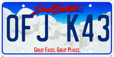SD license plate 0FJK43