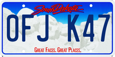 SD license plate 0FJK47