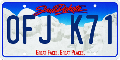 SD license plate 0FJK71