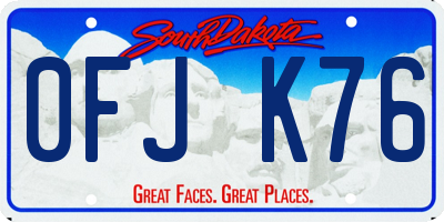 SD license plate 0FJK76