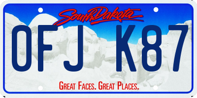 SD license plate 0FJK87