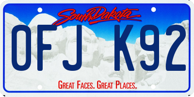 SD license plate 0FJK92
