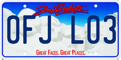 SD license plate 0FJL03