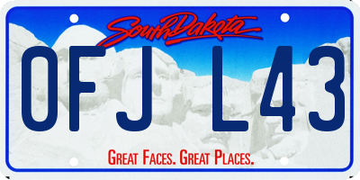 SD license plate 0FJL43