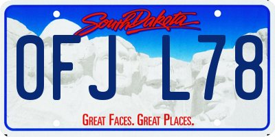 SD license plate 0FJL78
