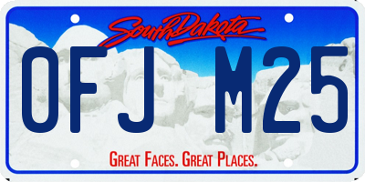 SD license plate 0FJM25