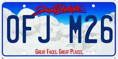 SD license plate 0FJM26
