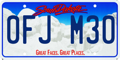 SD license plate 0FJM30
