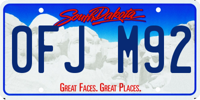 SD license plate 0FJM92