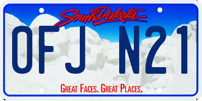 SD license plate 0FJN21