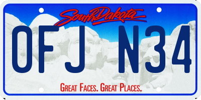 SD license plate 0FJN34