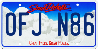 SD license plate 0FJN86