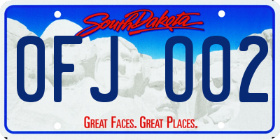 SD license plate 0FJO02