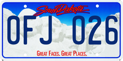 SD license plate 0FJO26