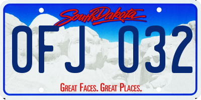SD license plate 0FJO32
