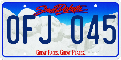 SD license plate 0FJO45