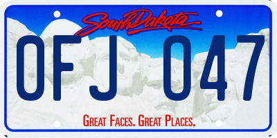 SD license plate 0FJO47