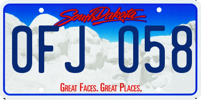 SD license plate 0FJO58