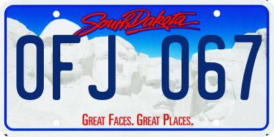 SD license plate 0FJO67