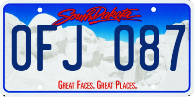SD license plate 0FJO87
