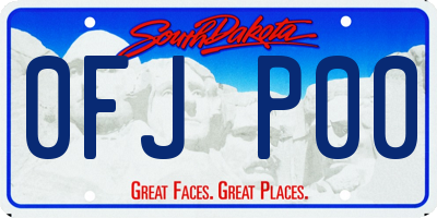 SD license plate 0FJP00