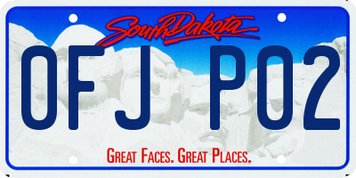 SD license plate 0FJP02