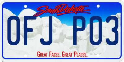 SD license plate 0FJP03