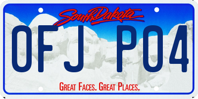 SD license plate 0FJP04